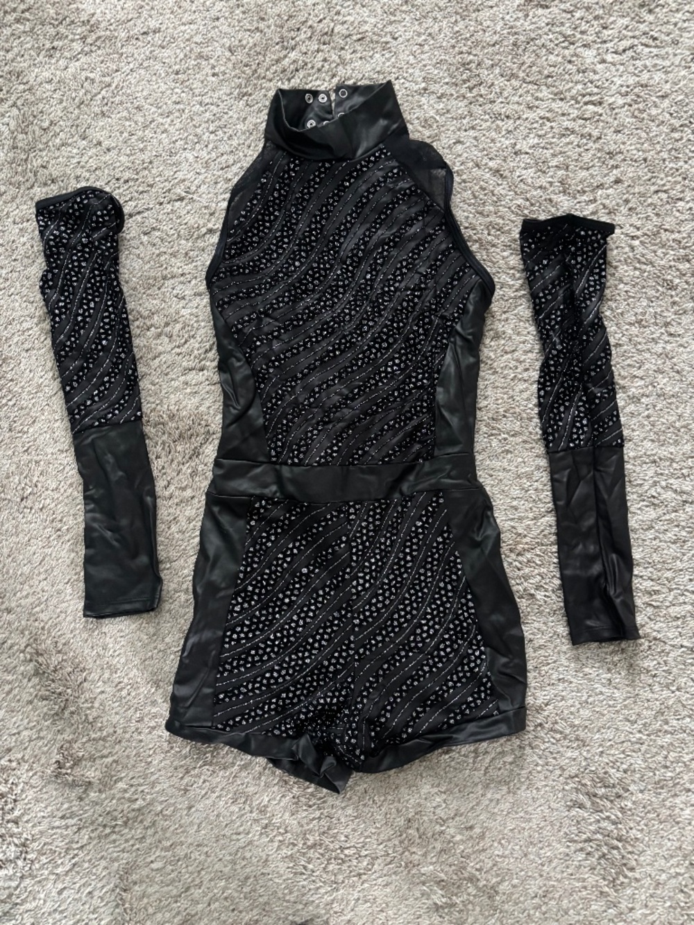 Weissman Adult Small black long-sleeve leotard dance costume